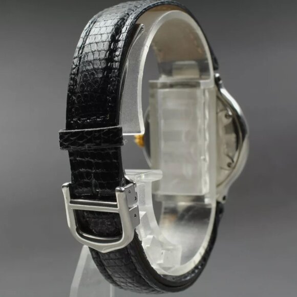 Near Mint Cartier Black Strap Ladies Gold Watch with Box + Hang Tag!! - Picture 6 of 6